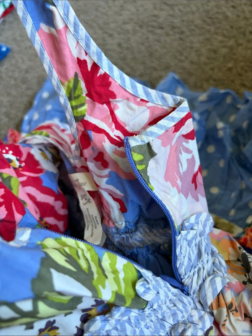 Matilda Jane Blue Floral Smocked Sundress with Pink & Green Accents